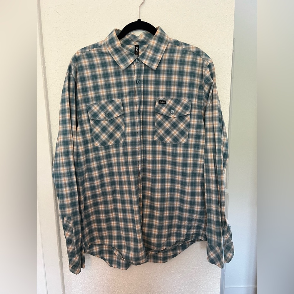 RVCA Plaid Long Sleeve Collared Shirt